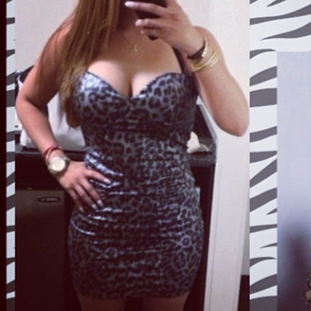 Forplay: Metallic Animal Print Halter Mini Dress​